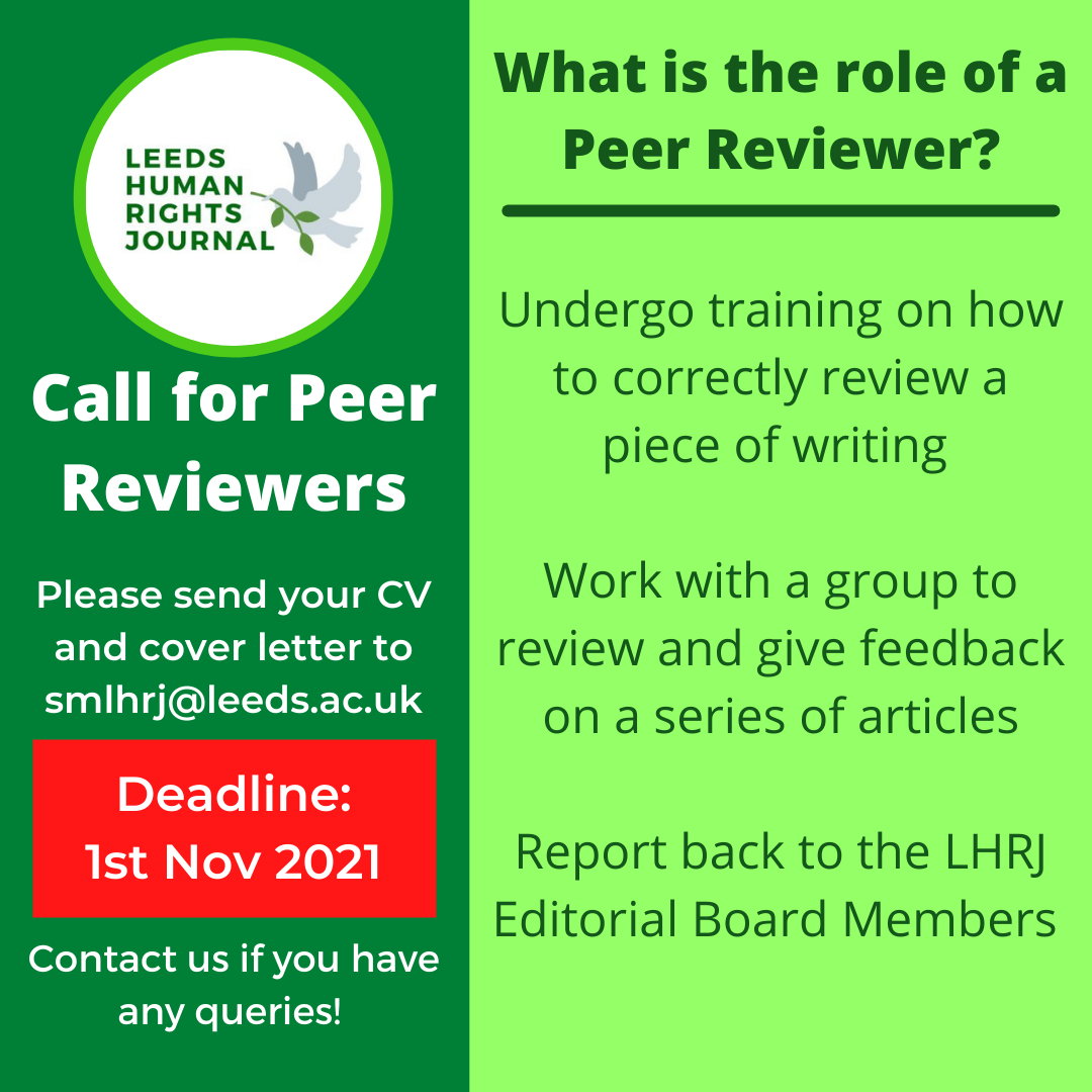 EXTENDED DEADLINE Call for Peer Reviewers! Leeds Human Rights Journal